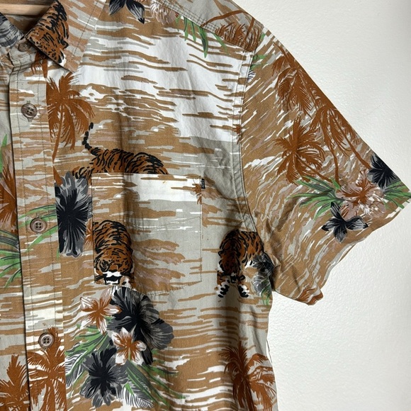 Vtg rusty mens cotton button down tiger all over print casual retro shirt size L - Picture 4 of 12